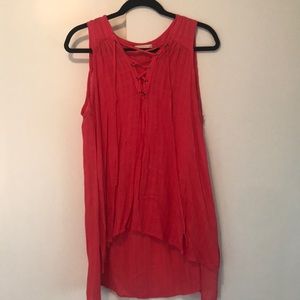 Sheer lace up tank